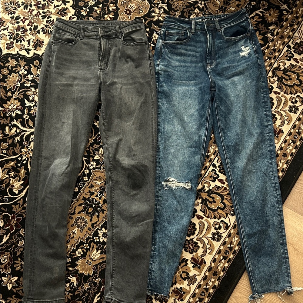 American Eagle Outfitters Women's Gray and Blue Skinny Jeans